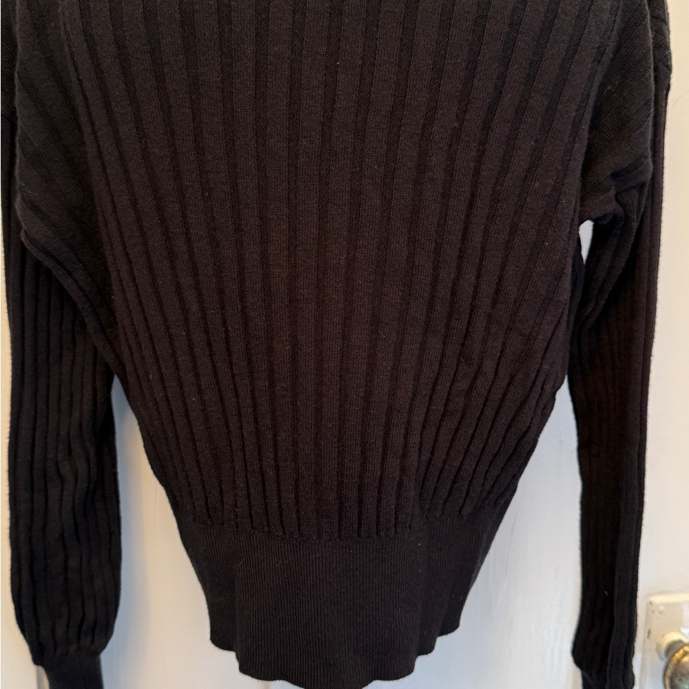 Black Ribbed Knit Sweater - Picture 3 of 4